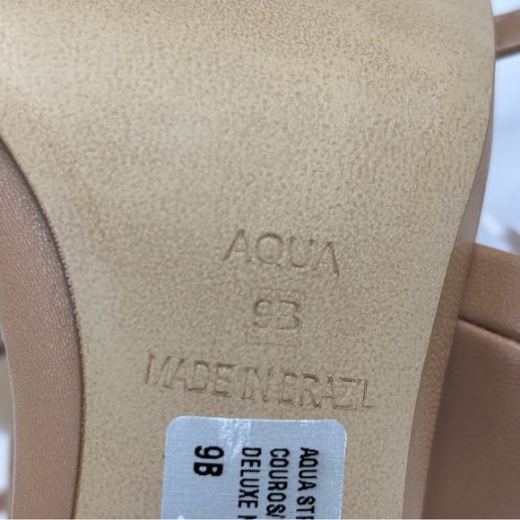 Aqua Stilleto Heels Leather Dressy Slip On Ankle Tie Thong Sandals Beige Size 9 - Picture 13 of 15